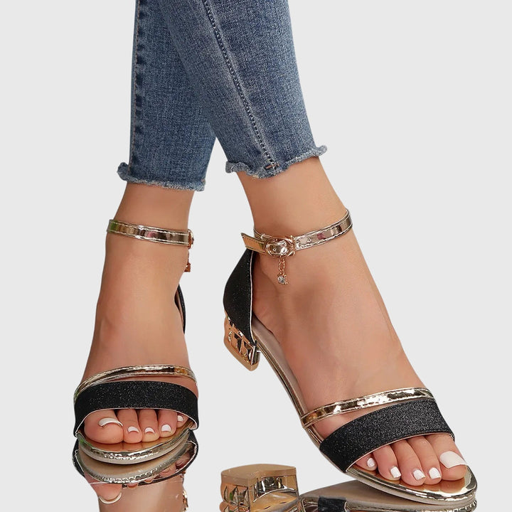 Women's comfortable orthopedic heeled sandals with adjustable straps for all-day foot support.