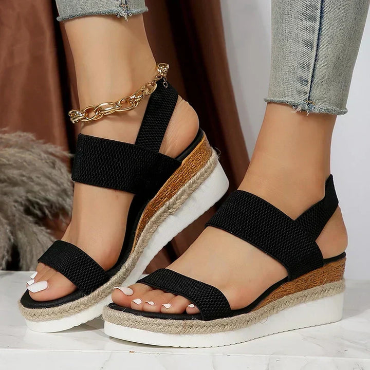 Durable cross-strap women's orthopedic platform sandals ensuring comfortable summer foot support.