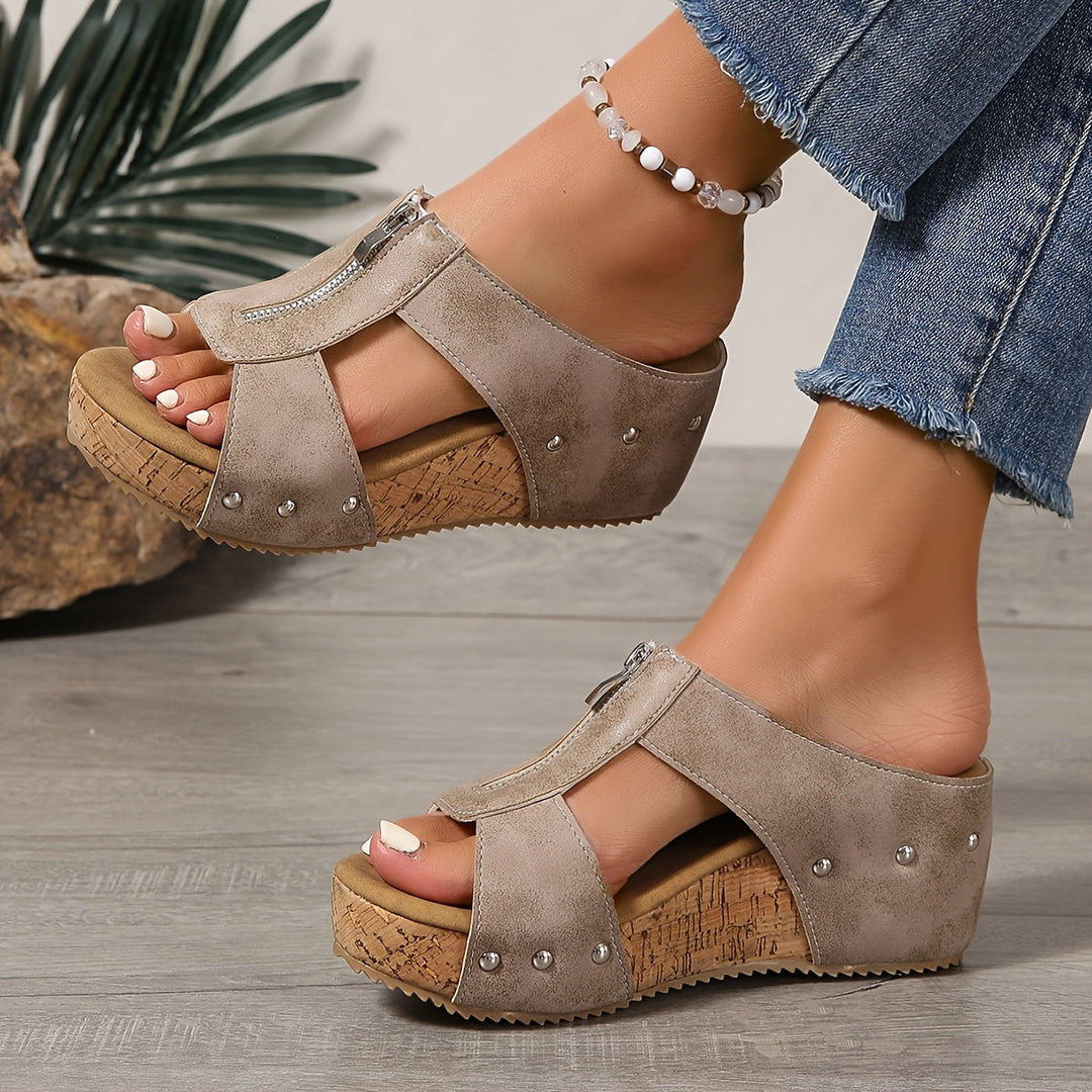 Supportive women's platform wedge sandals, durable and comfortable footwear for various activities.