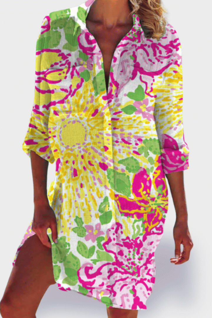 Women's comfortable relaxed fit midi dress for casual summer wear. Easy care and flattering for everyday style.