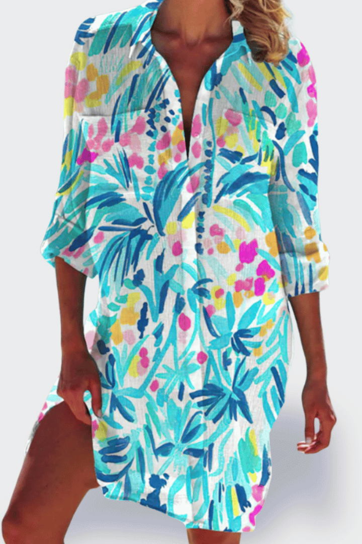 Flattering women's midi dress with a relaxed fit. Comfortable & easy care for stylish casual summer fashion.