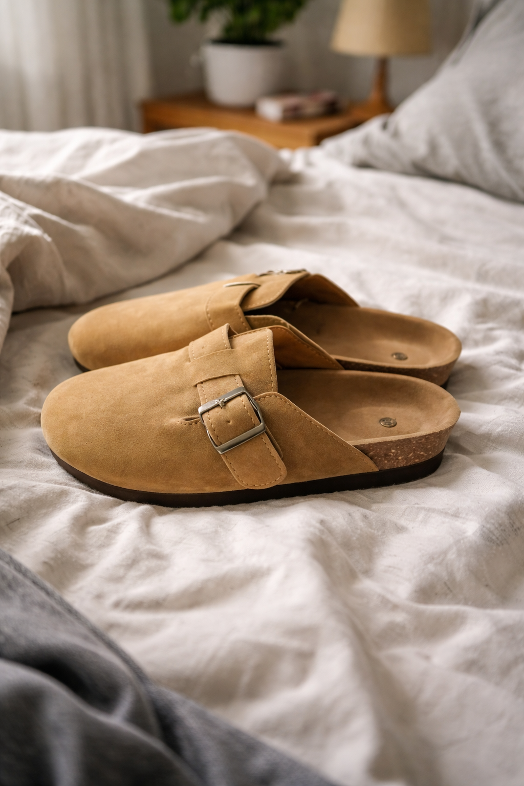 Women's comfortable slip-on clogs with adjustable buckle strap, ideal for all-day casual wear.