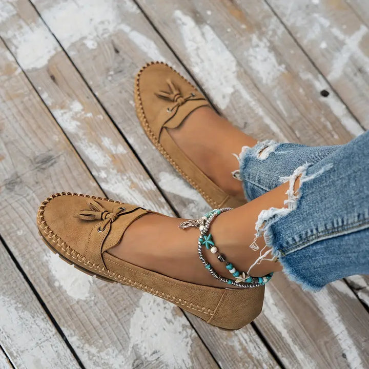 Enjoy walking comfort with these women's loafers, cushioned support & slip-on ease.