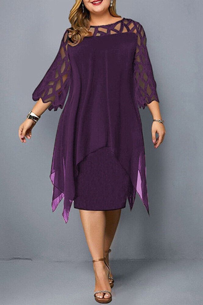Women's comfortable stretch midi dress, perfect for elegant everyday wear & versatile travel.