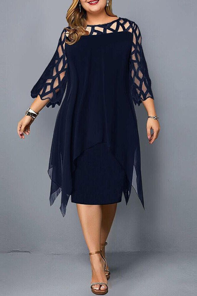 Versatile women's stretch midi dress, ideal for comfortable everyday style, spring to summer.