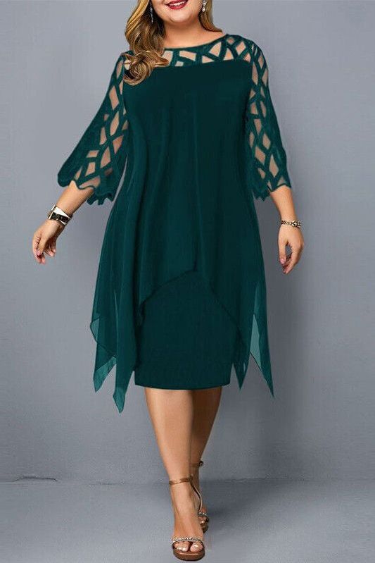 Chic women's stretch midi dress, offering comfortable fit for casual outings, travel, & everyday elegance.