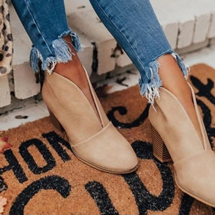 Stylish V-cut ankle boots for women, ideal comfortable fall & winter footwear.