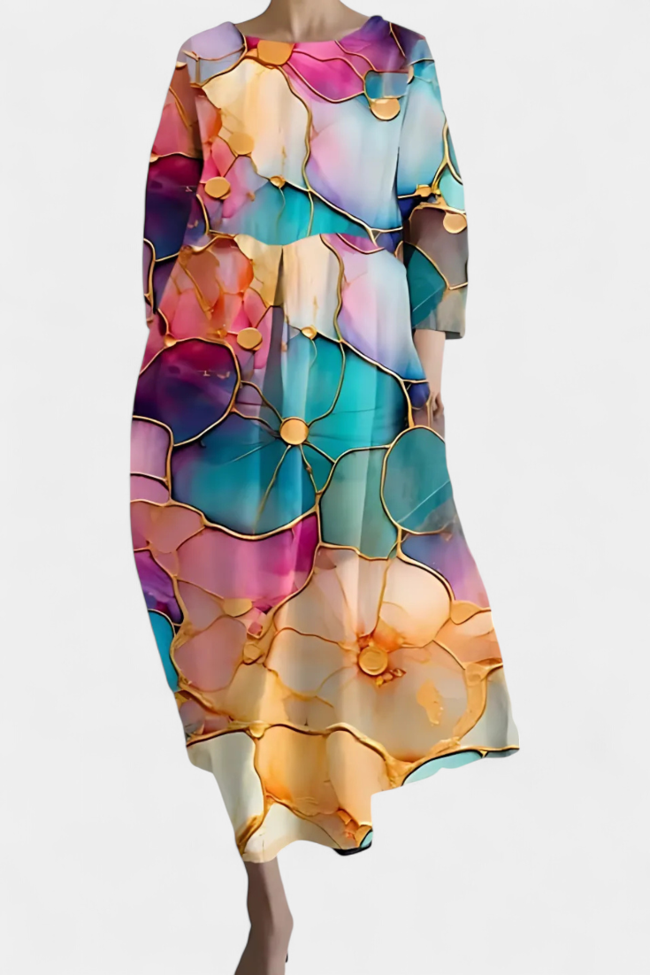 Women's elegant V-neck flowy maxi dress, a comfortable choice for parties, beach days or everyday style.