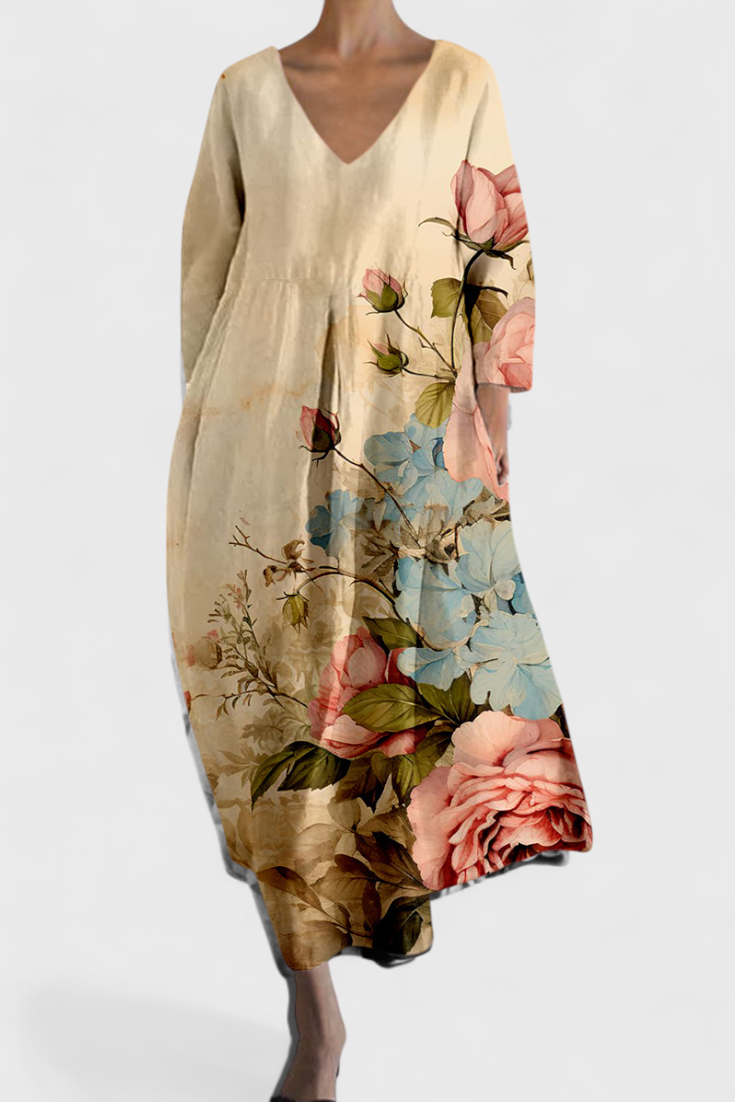 Lightweight & comfortable women's flowy maxi dress. This V-neck style is perfect for warm weather.