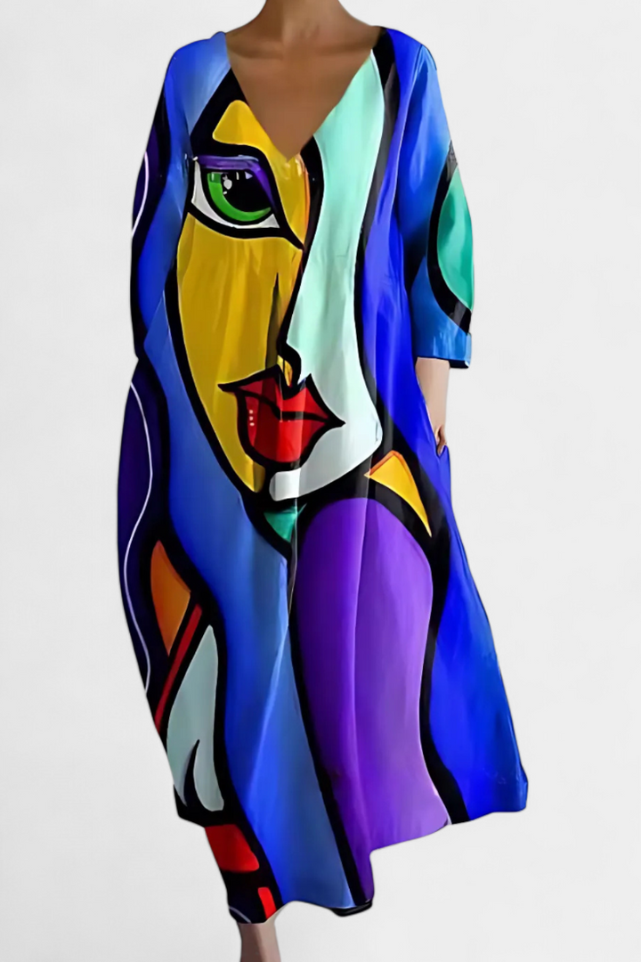 Chic spring fashion: women's flowy V-neck maxi dress, offering ultimate comfort and style for any event.