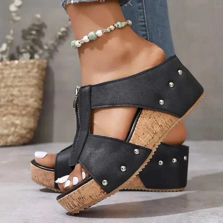Comfortable women's wedge sandals, providing excellent arch support & ideal for casual daily wear.