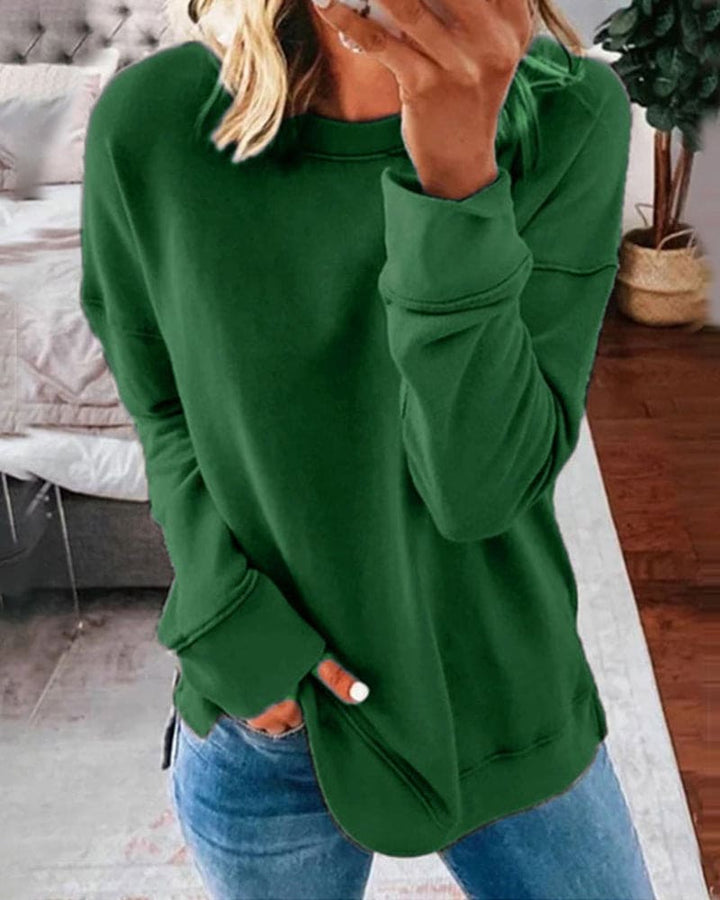 Soft women's everyday pullover, a stylish and cozy classic crewneck for versatile comfort.