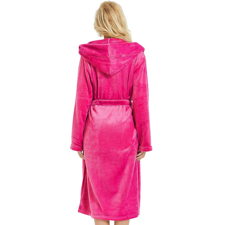 Ultra-soft women's hooded bathrobe, a perfect addition to your loungewear for maximum relaxation & comfort.