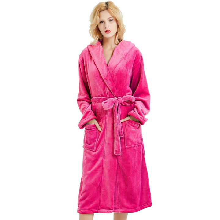 Softest women's hooded bathrobe, perfect for bath time, sleepwear, and ultimate relaxation & lounging.