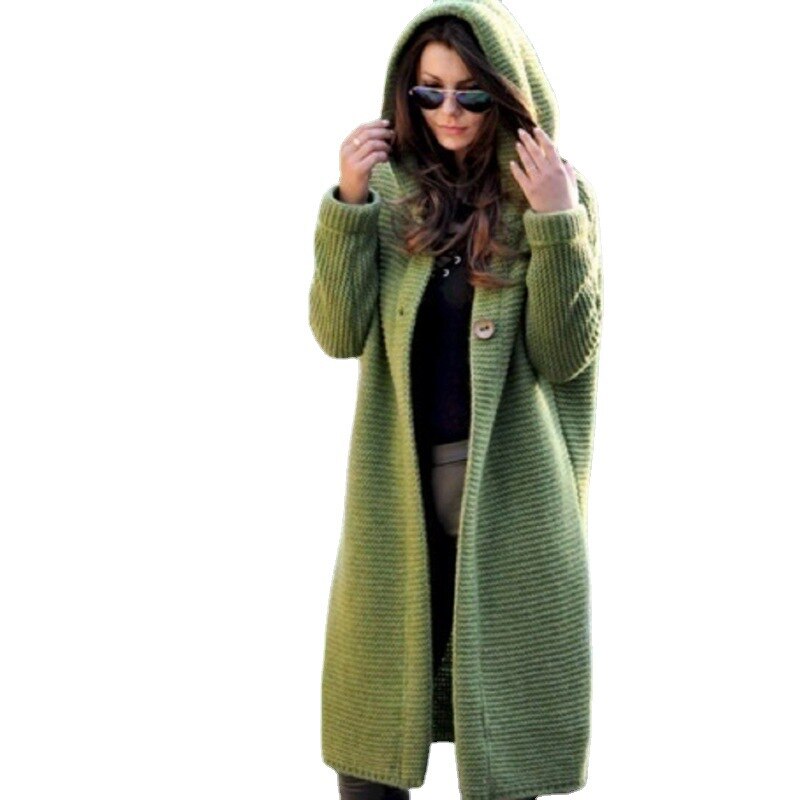Women's cozy hooded cardigan, perfect for comfort & effortless fall fashion layering.