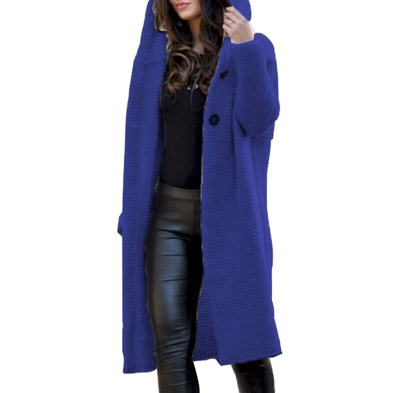 Stylish women's long sleeve hooded cardigan, a versatile piece for cozy comfort & fall/winter fashion.