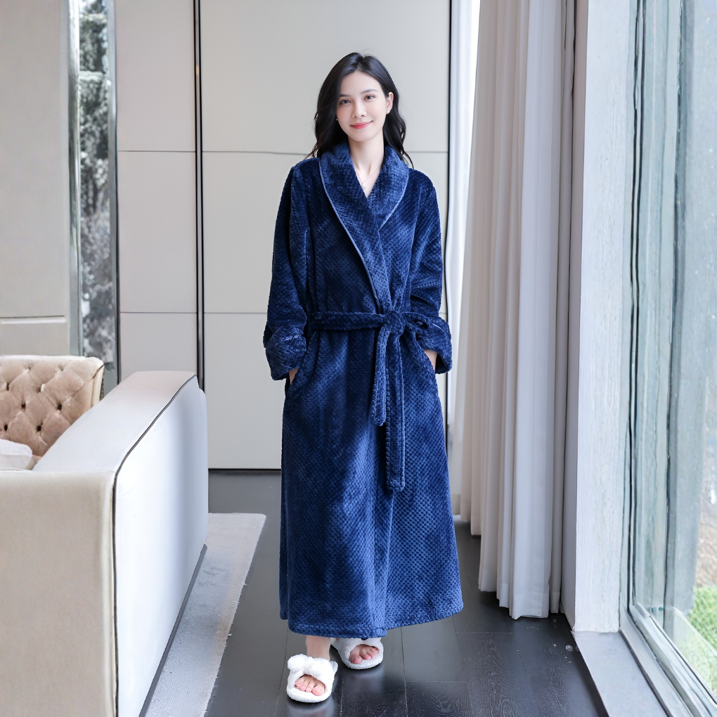 Premium women's hooded plush robe, providing ultimate soft comfort for cozy relaxation and spa moments.