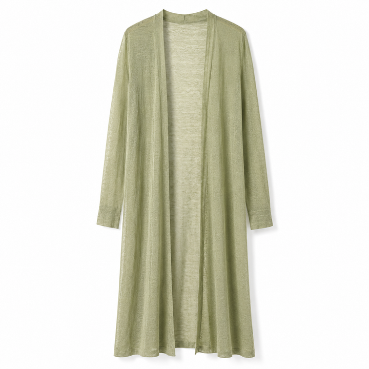 Winter outfit women's knit cardigan, a long and cozy open front outerwear piece.