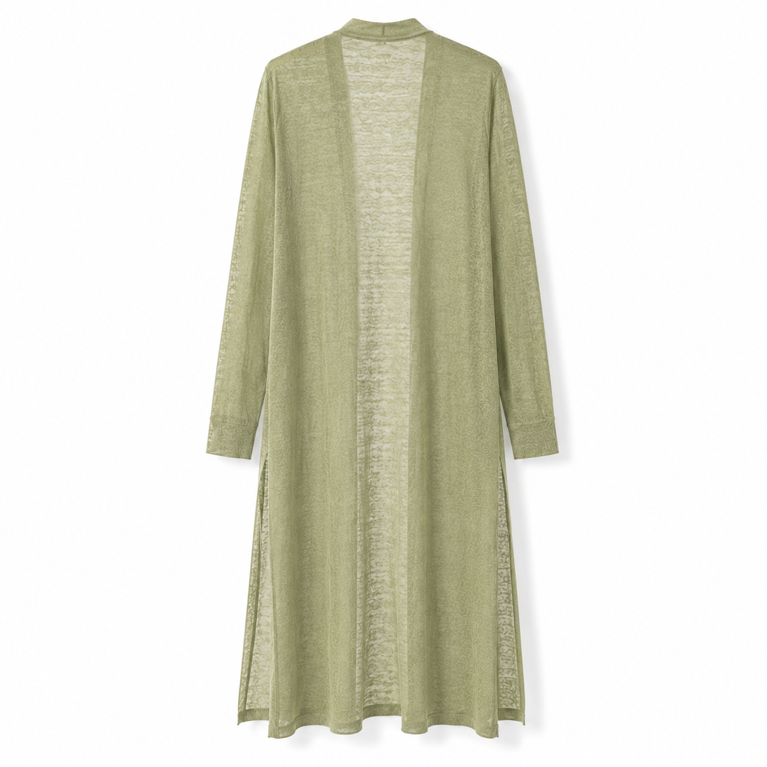 Womens outerwear: long knit cardigan, open front, cozy and stylish for daily wear.