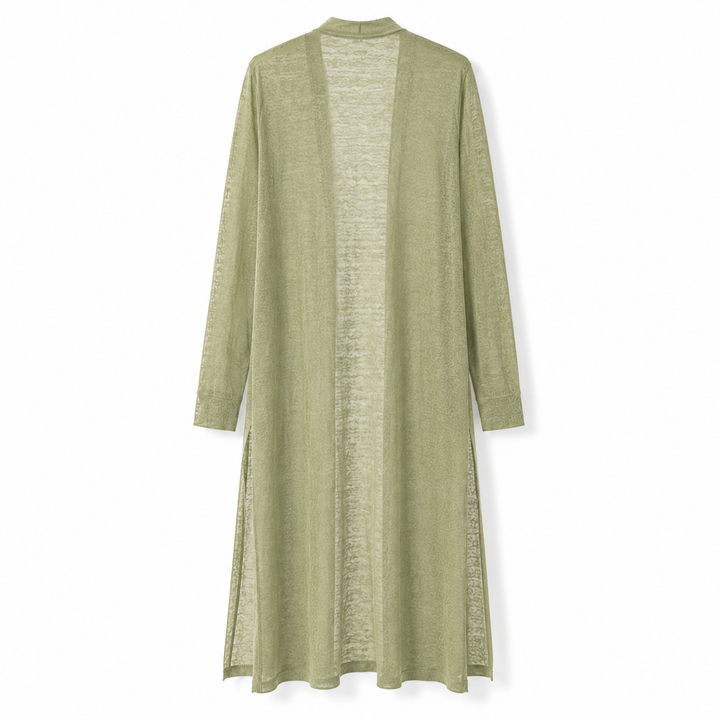 Womens outerwear: long knit cardigan, open front, cozy and stylish for daily wear.