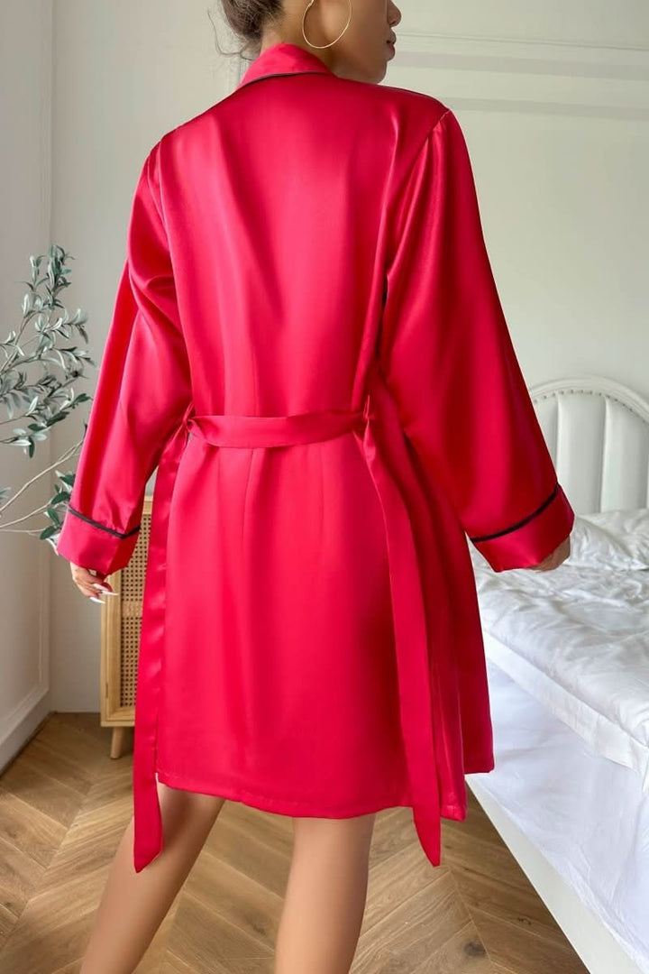 Full view of women's short sleeve two-piece pajama lounge set, ideal for sleepwear & loungewear.