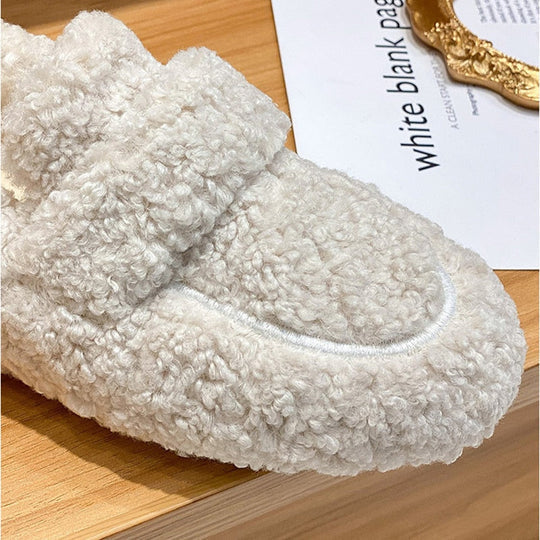 Comfortable women's plush loafer slippers, soft and warm, a perfect gift for her for cozy home relaxation.