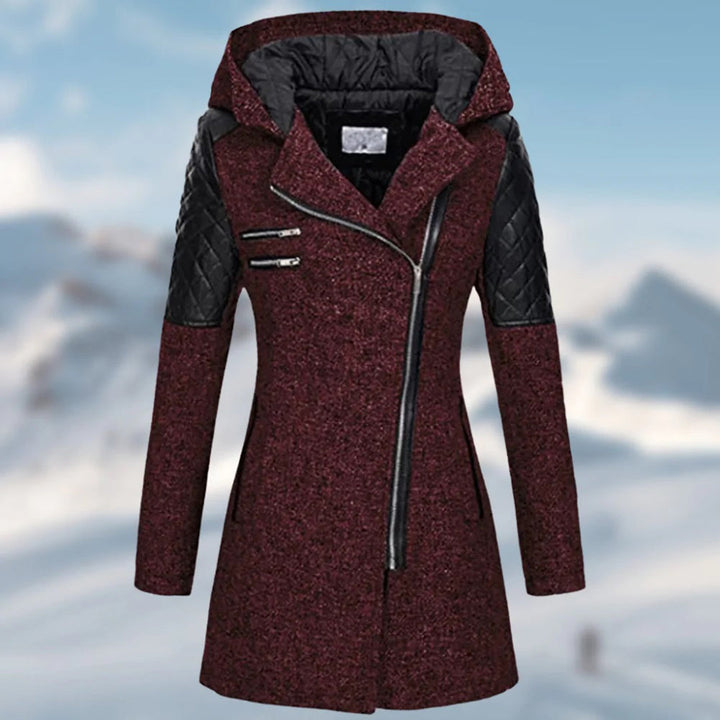 Women's cozy long sleeve winter coat, ideal for cold weather, combining warmth with sophisticated style.