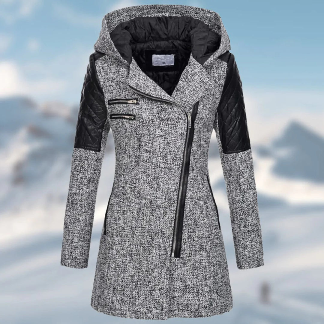 Chic women's quilted outerwear, a versatile long sleeve winter coat for modern fall fashion.