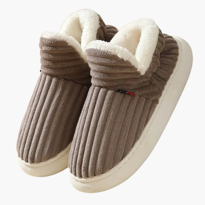 Soft women's ribbed bootie slippers, plush and warm for ultimate fall/winter indoor comfort. Cozy house shoes.