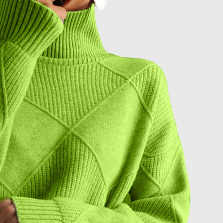 Casual chic women's roll neck jumper, a versatile knit for cozy winter warmth.