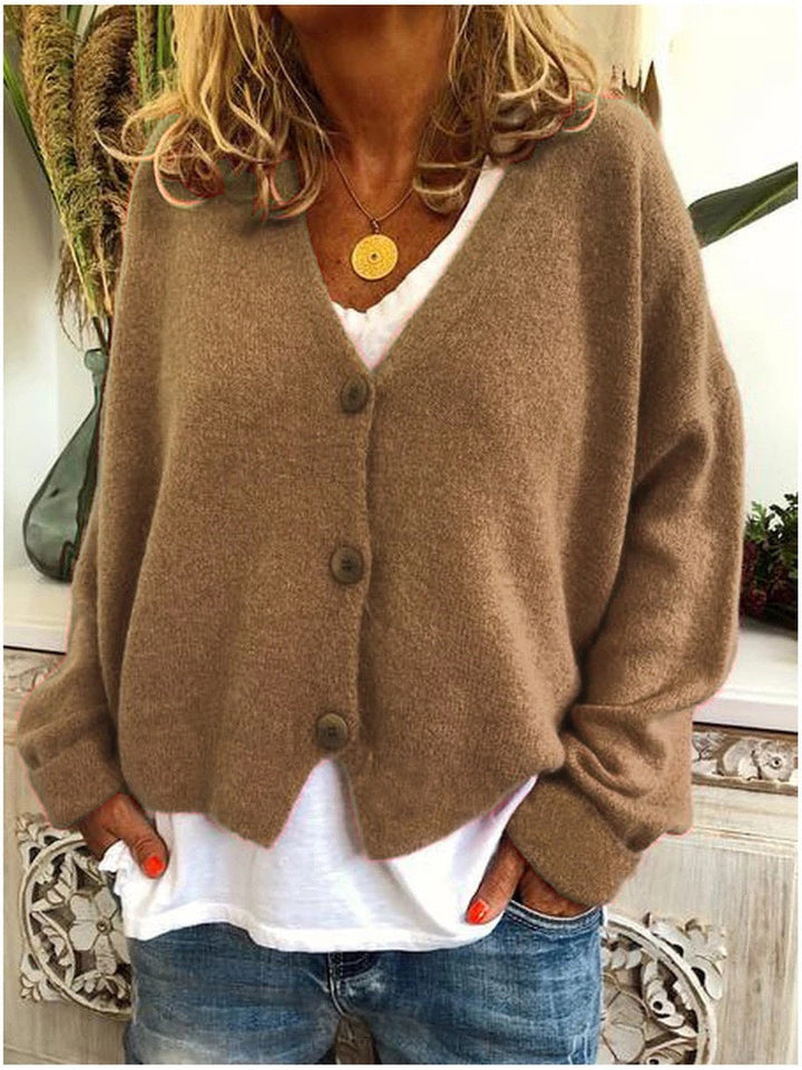 Women's cozy soft knit cardigan, perfect for effortless layering & everyday casual chic style.