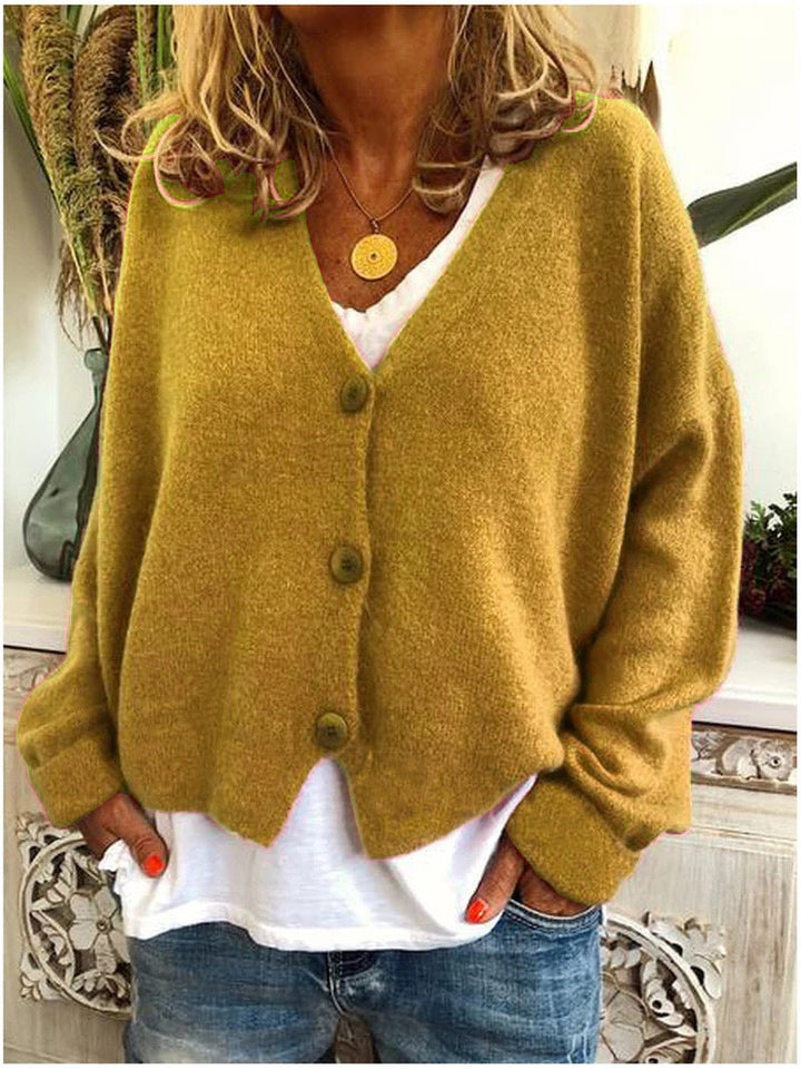 Everyday wear women's long sleeve cozy knit cardigan, designed for warmth & relaxed style.