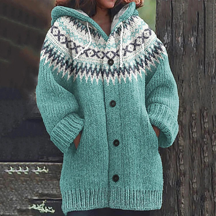 Multicolor soft winter cardigan for women. Long sleeve, warm & comfortable knitwear, a casual layering piece.