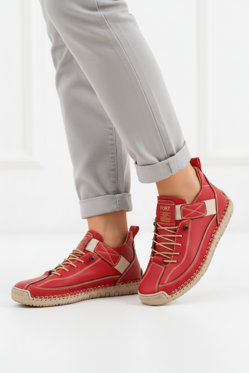 Breathable lace-up women's wide walking shoes for everyday comfort.
