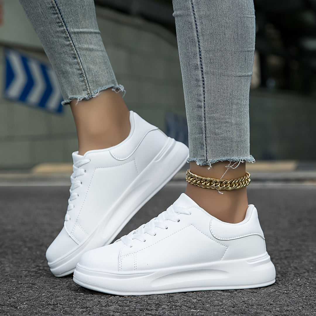 Pair of women's cushioned orthopedic walking sneakers, offering excellent support & comfort for daily walks.