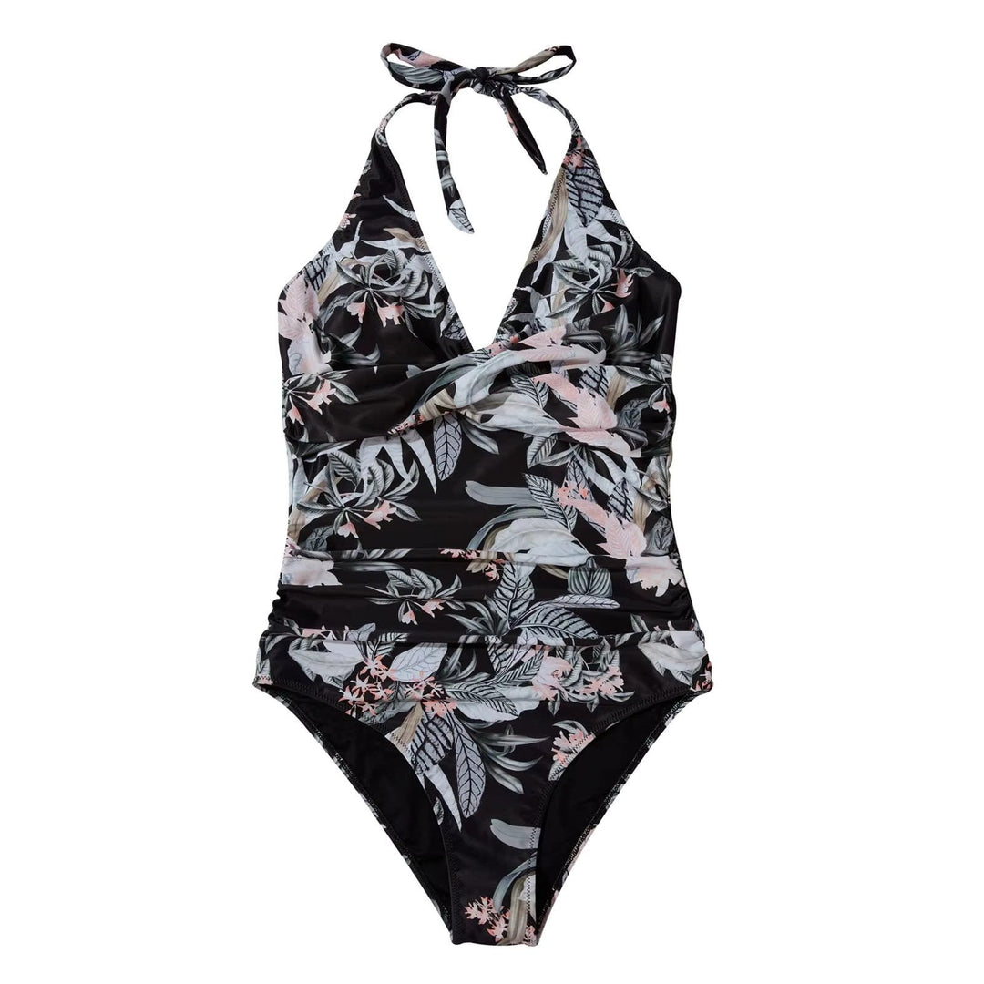 Women's deep V halter one-piece, versatile beachwear for your summer holiday.