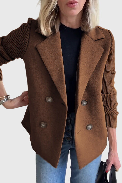 Elegant double-breasted women's blazer, a versatile layering piece for office wear or daily style.