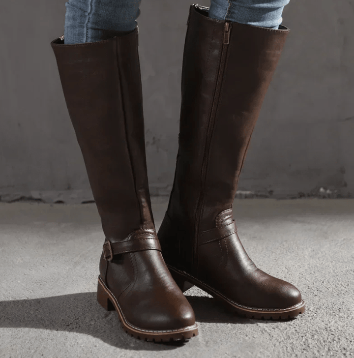 Front view of women's durable ankle boots, providing all-day support and stylish comfort.