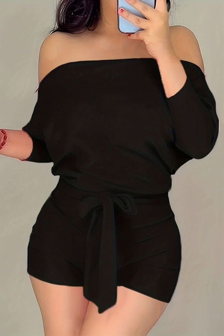 Comfortable women's batwing jumpsuit with loose fit & elastic waist, offering versatile style for any casual outing.