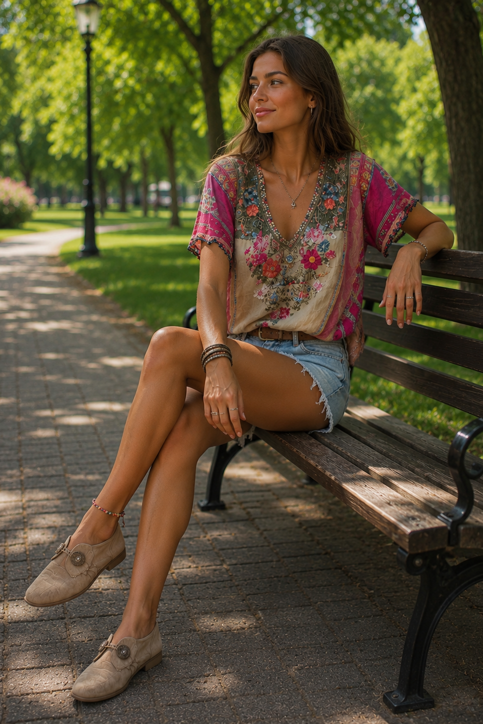 Chic women's bohemian top, relaxed fit, ideal for festival style, summer outfits, and versatile everyday comfort.