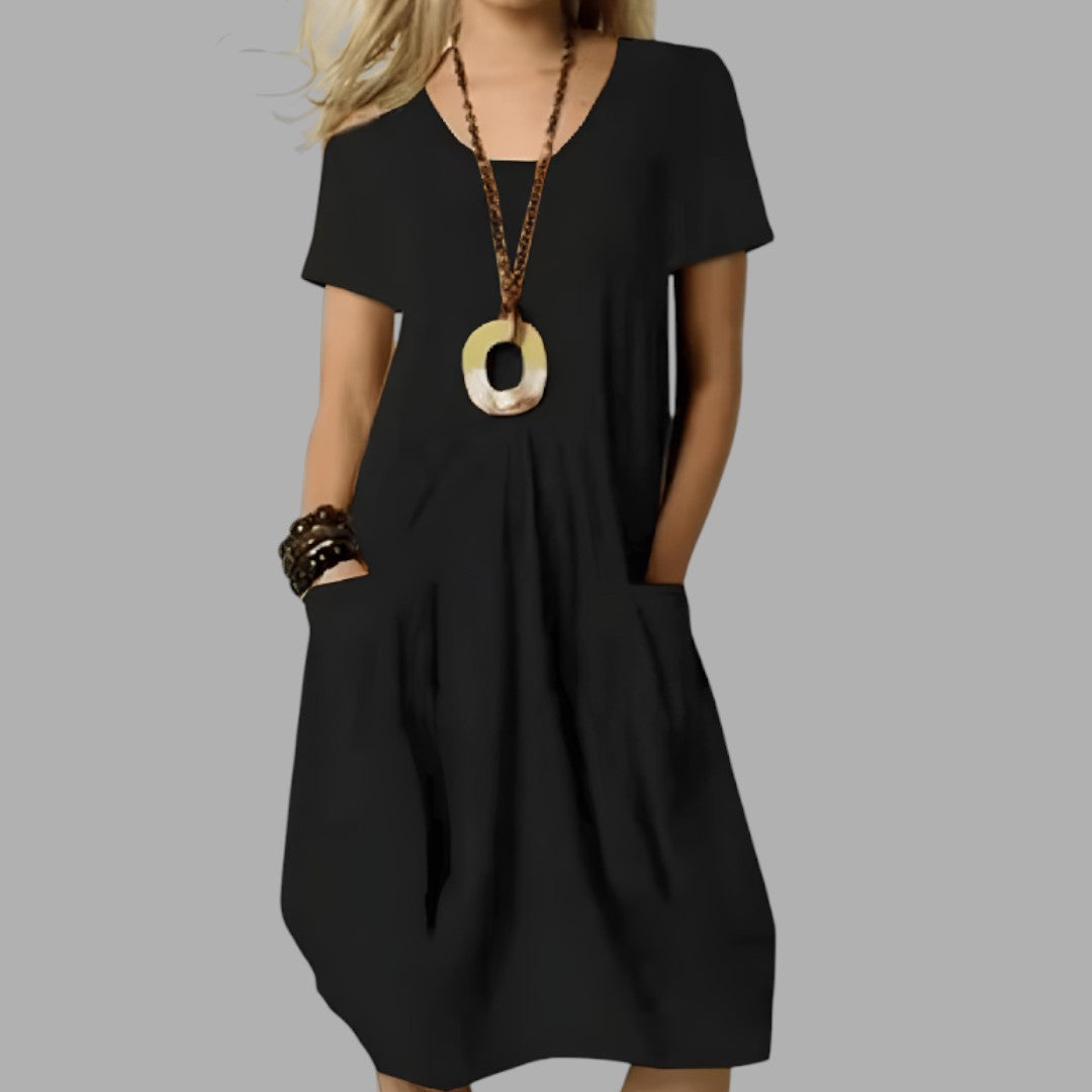 Effortless women's casual midi dress. A stylish & comfortable daily wear option for modern women's fashion.