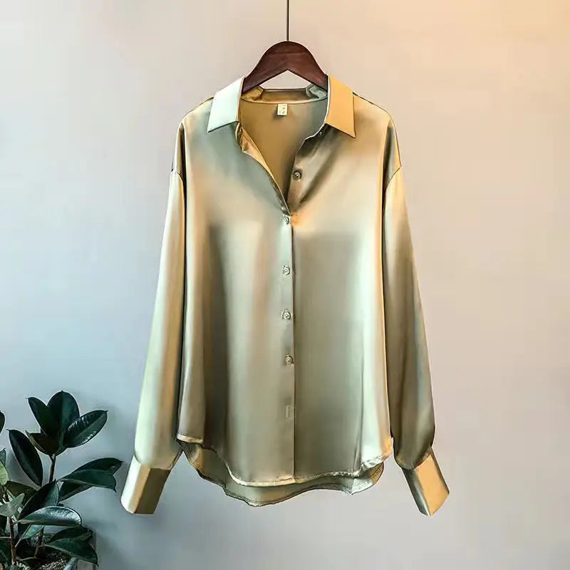 Women's Effortless Chic Everyday Blouse. Versatile long-sleeve top for casual wear, office, or spring fashion.