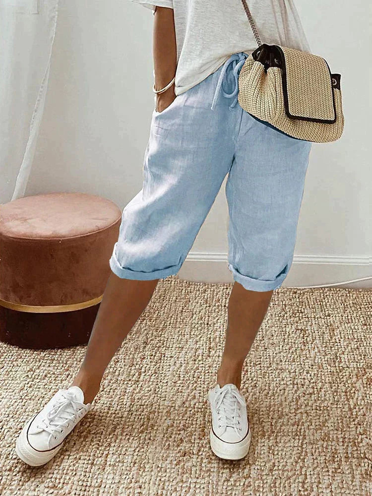 Ultra-comfortable women's loungewear shorts with soft fabric & elastic waist, perfect for relaxed everyday summer comfort.