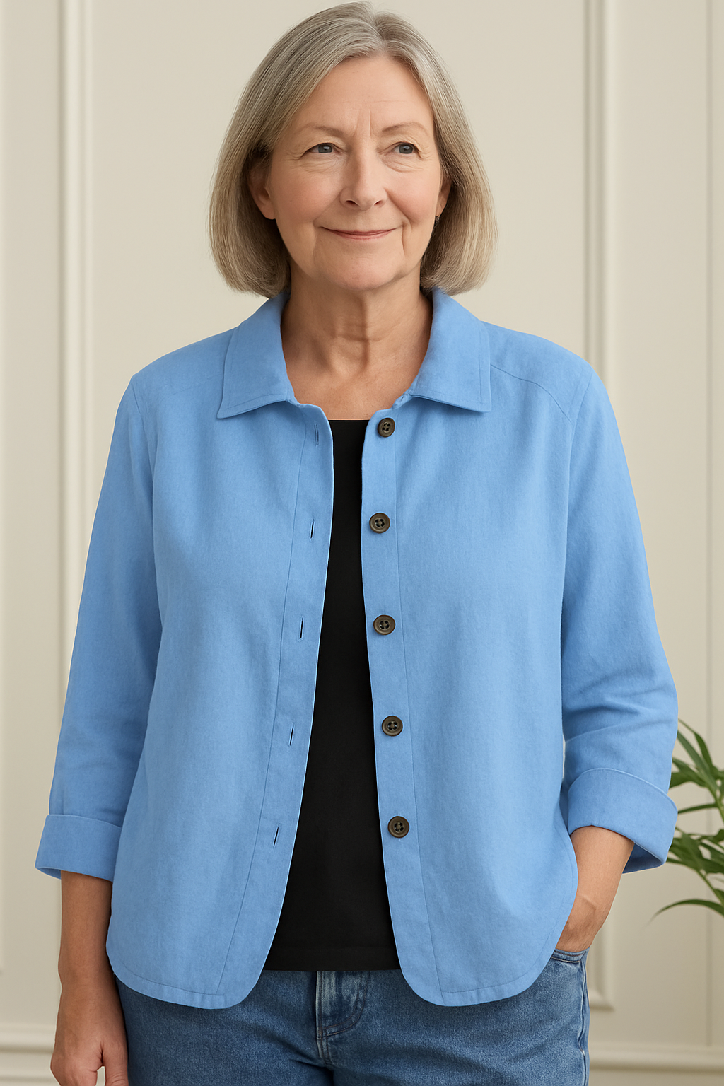 Women's Effortless Flowy Shirt Cardigan, a lightweight long sleeve top for summer comfort.