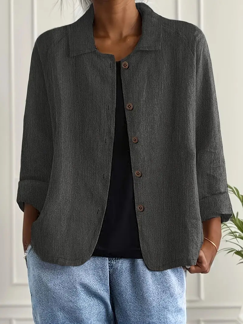 Women's long sleeve flowy top, an effortless shirt cardigan for versatile and comfortable wear.