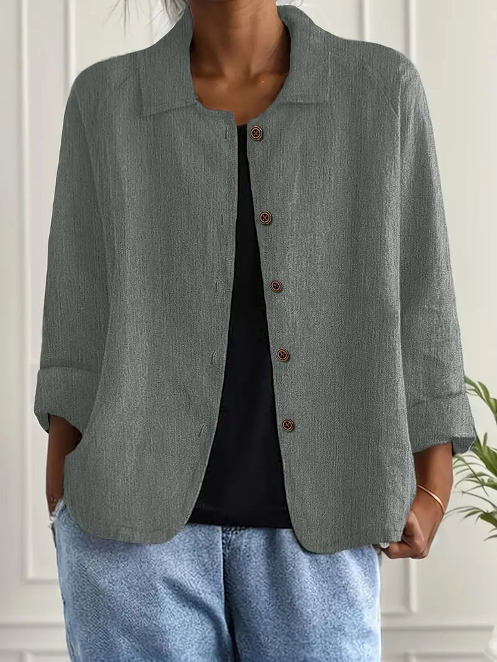 Versatile women's flowy top, an effortless long sleeve shirt cardigan for casual wear.