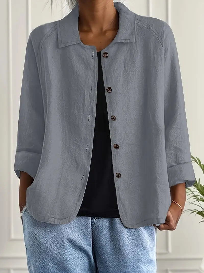 Everyday comfort: Women's Effortless Flowy Shirt Cardigan, a versatile long sleeve top.