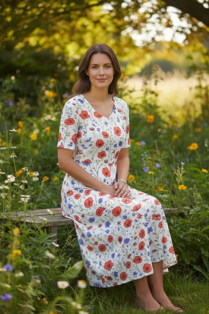 Women's Effortless Knee Length Dress. Stylish and comfortable for versatile casual wear.