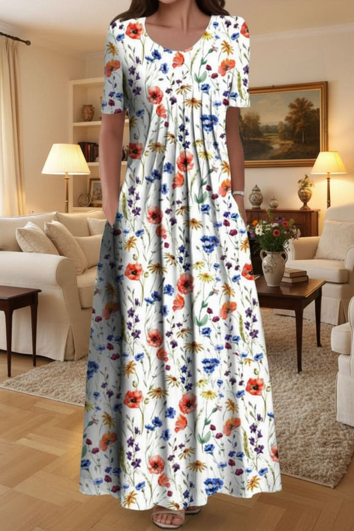 Women's stylish knee-length summer dress. Versatile casual wear, comfortable and chic.