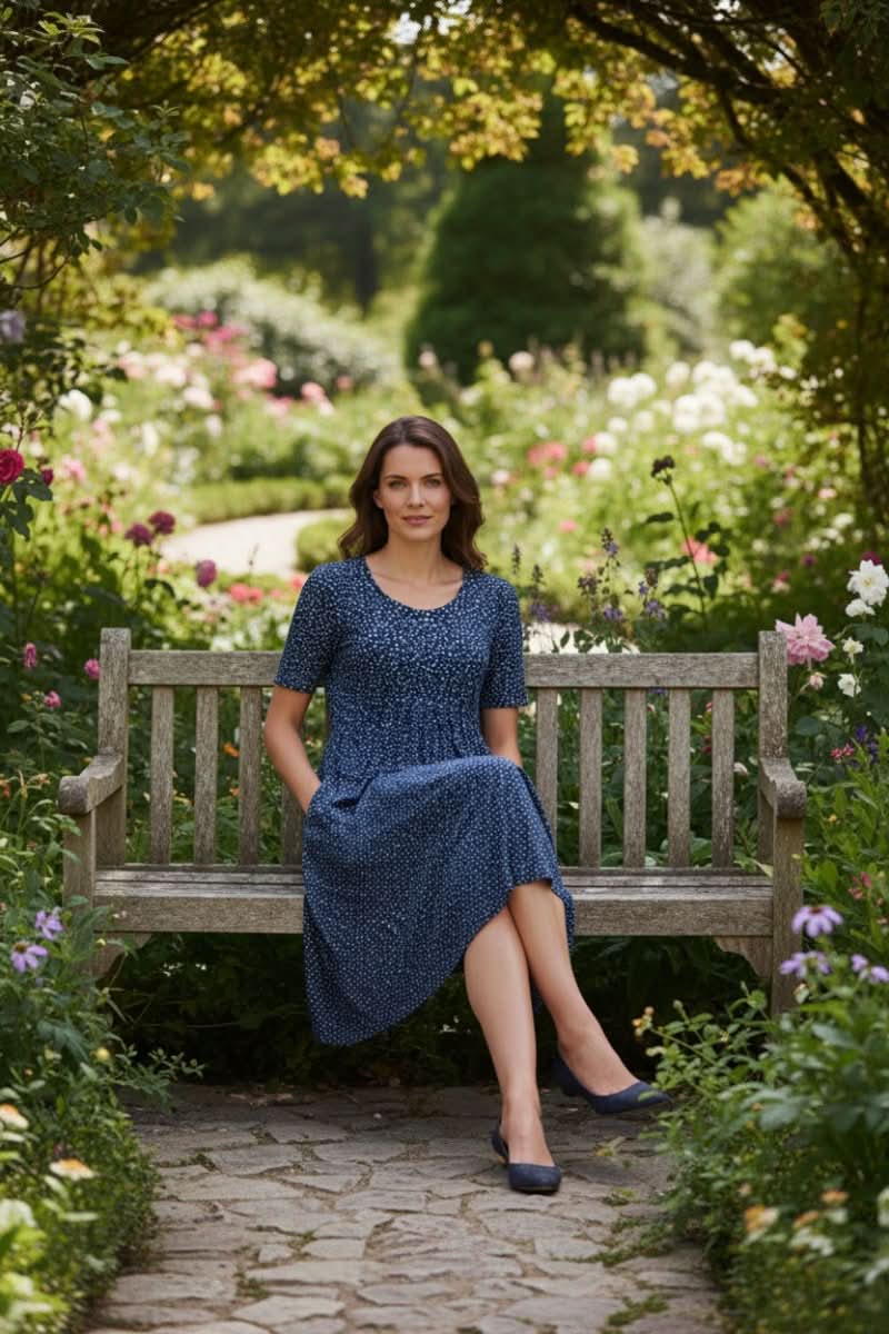 Versatile women's knee-length dress with pockets. Perfect for summer and everyday fashion.
